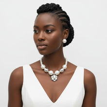 Load image into Gallery viewer, Choker Silver Ball Pearl Camellia Flower Necklace