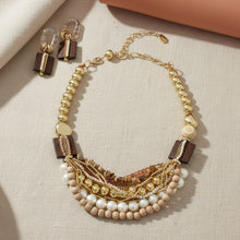 Load image into Gallery viewer, Wood Bead Natural and Glam Multi Layer Necklace