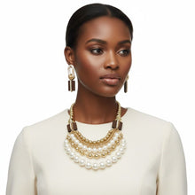 Load image into Gallery viewer, Wood Bead Natural and Glam Multi Layer Necklace