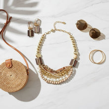 Load image into Gallery viewer, Wood Bead Natural and Glam Multi Layer Necklace