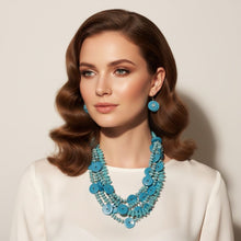 Load image into Gallery viewer, Tribal Turquoise Resin Bead Multi Layer Necklace
