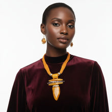 Load image into Gallery viewer, Orange Marbled Horn Pendant Multi Cord Necklace