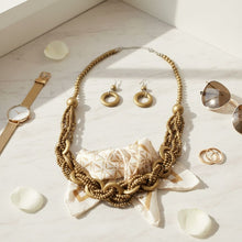 Load image into Gallery viewer, Long Gold Wood Bead Earthy Energy Necklace