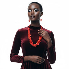 Load image into Gallery viewer, Long Red Wood Bead Earthy Energy Necklace