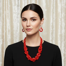 Load image into Gallery viewer, Long Red Wood Bead Earthy Energy Necklace