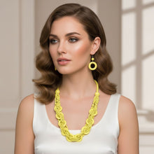 Load image into Gallery viewer, Long Yellow Wood Bead Earthy Energy Necklace