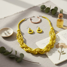 Load image into Gallery viewer, Long Yellow Wood Bead Earthy Energy Necklace