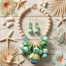 Load image into Gallery viewer, Mint Green Floral Garden Statement Bib Necklace