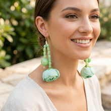 Load image into Gallery viewer, Mint Green Floral Garden Statement Bib Necklace