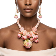 Load image into Gallery viewer, Pink Floral Garden Statement Bib Necklace