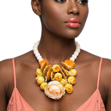 Load image into Gallery viewer, Yellow Floral Garden Statement Bib Necklace