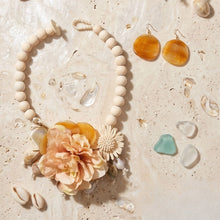 Load image into Gallery viewer, Cream Floral Garden Wood Bead Statement Necklace