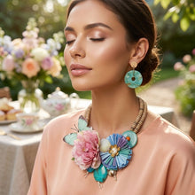 Load image into Gallery viewer, Seaside Hues Butterfly Garden Bead Bib Necklace
