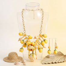 Load image into Gallery viewer, Yellow Floral Garden Fringe Statement Necklace