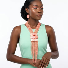 Load image into Gallery viewer, Marbled Pink Bead Multi Strand Tassel Necklace