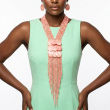 Load image into Gallery viewer, Marbled Pink Bead Multi Strand Tassel Necklace