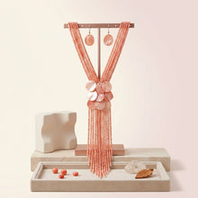 Load image into Gallery viewer, Marbled Pink Bead Multi Strand Tassel Necklace