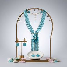 Load image into Gallery viewer, Marble Turquoise Bead Multi Strand Tassel Necklace