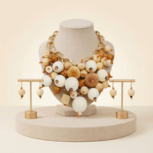 Load image into Gallery viewer, Natural Wood Chunky Geometric Bead Bib Necklace