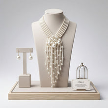 Load image into Gallery viewer, Dewdrop Cream Pearl Multi Strand Tassel Necklace