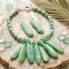 Load image into Gallery viewer, Bib Green Resin Drops Tropical Getaway Necklace