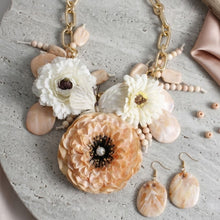 Load image into Gallery viewer, Chunky Faux Ivory Flower Butterfly Bib Necklace