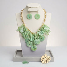 Load image into Gallery viewer, Green Waterfall Fringe Tropical Getaway Necklace