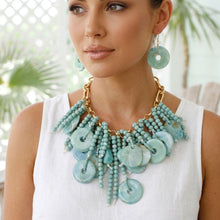 Load image into Gallery viewer, Turquoise Waterfall Fringe Tropical Necklace