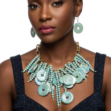 Load image into Gallery viewer, Turquoise Waterfall Fringe Tropical Necklace
