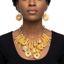 Load image into Gallery viewer, Yellow Waterfall Fringe Tropical Getaway Necklace
