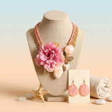 Load image into Gallery viewer, Pink Flower Butterfly Double Chain Collar Necklace