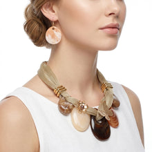 Load image into Gallery viewer, Gold Mesh Marble Brown Teardrop Butterfly Necklace