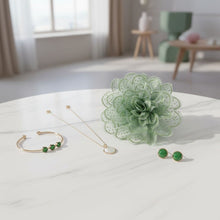 Load image into Gallery viewer, Green Camellia Flower Sparkle Brooch Hair Clip
