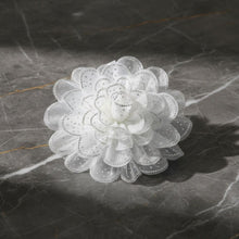Load image into Gallery viewer, White Camellia Flower Sparkle Brooch Hair Clip
