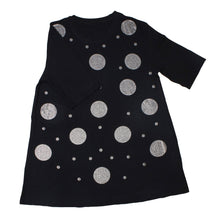 Load image into Gallery viewer, Short Sleeve T-Shirt Black Bling Circles for Women