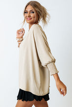 Load image into Gallery viewer, White Smocked Wrist Shift Top