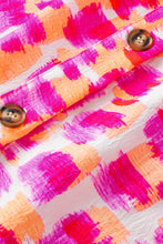 Load image into Gallery viewer, Green Abstract Print Button Back Ruffled High Neck Blouse