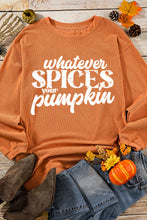 Load image into Gallery viewer, Orange Whatever Spices Your Pumpkin Graphic Corded Pullover Sweatshirt