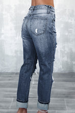 Load image into Gallery viewer, Sky Blue Light Wash Frayed Slim Fit High Waist Jeans