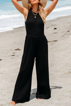 Load image into Gallery viewer, Black Cinched Waist Sleeveless Wide Leg Jumpsuit