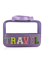 Load image into Gallery viewer, Black TRAVEL Chenille Letter Clear PVC Makeup Bag