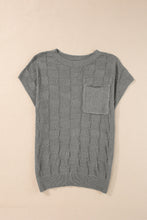 Load image into Gallery viewer, Dusty Pink Lattice Textured Knit Short Sleeve Sweater