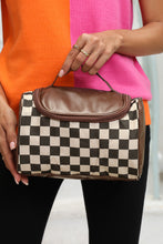 Load image into Gallery viewer, Black Checkered PU Leather Zipper Makeup Bag