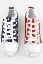 Load image into Gallery viewer, Blue American Flag Lace-up Canvas Flat Shoes