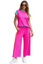 Load image into Gallery viewer, Strawberry Pink Color Block Detail Casual Two-piece Set