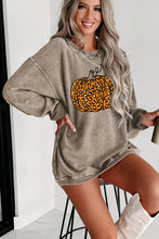 Load image into Gallery viewer, Khaki Halloween Leopard Pumpkin Graphic Corded Sweatshirt