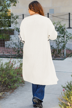Load image into Gallery viewer, Beige Flower Embroidered Drop Shoulder Open Front Duster Cardigan