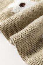 Load image into Gallery viewer, Khaki Floral Pattern Half Zip Drop Shoulder Sweater