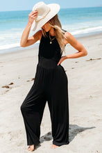 Load image into Gallery viewer, Black Cinched Waist Sleeveless Wide Leg Jumpsuit