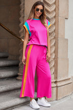 Load image into Gallery viewer, Strawberry Pink Color Block Detail Casual Two-piece Set